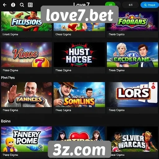 Variedade de jogos oferecidos no site love7.bet
